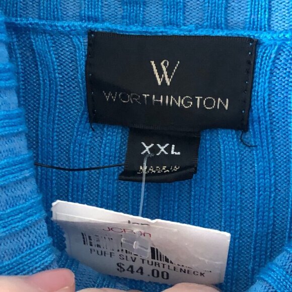 Women's Worthington Sweater Turtleneck Pullover Blue Long Sleeves Size Large - Picture 5 of 5